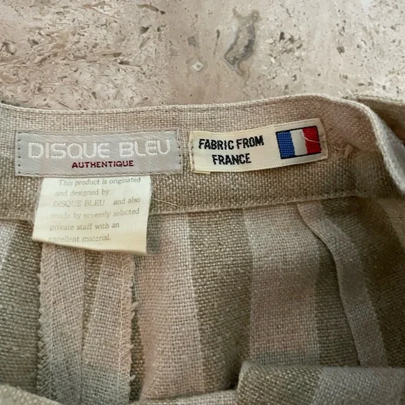 Vintage French Linen Blend Striped Pleated Bermuda Shorts - Picture 2 of 9